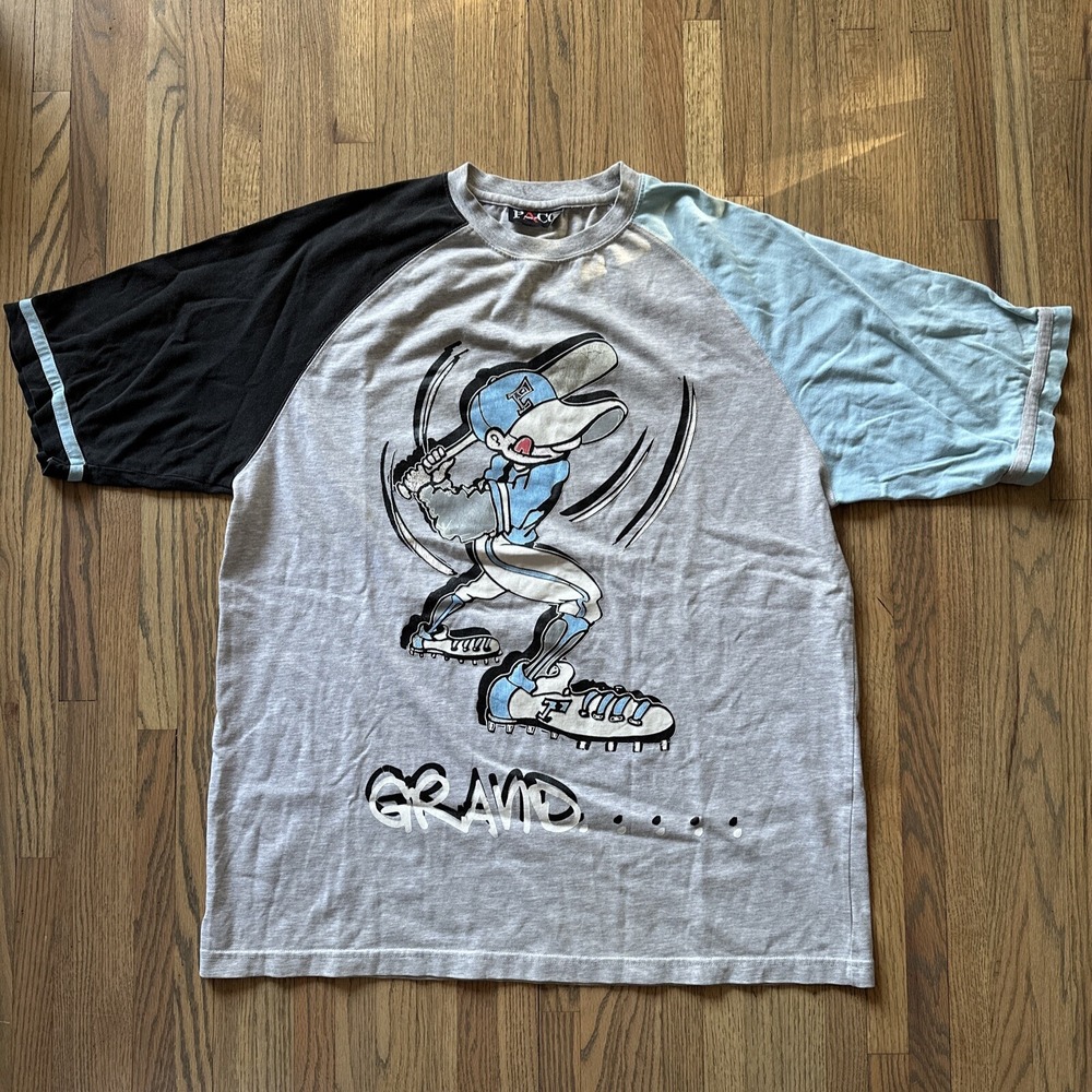 PACO Jeans T-Shirt Men's SZ XL AOP Graphic Y2K Baseball Graffiti RARE HIP HOP